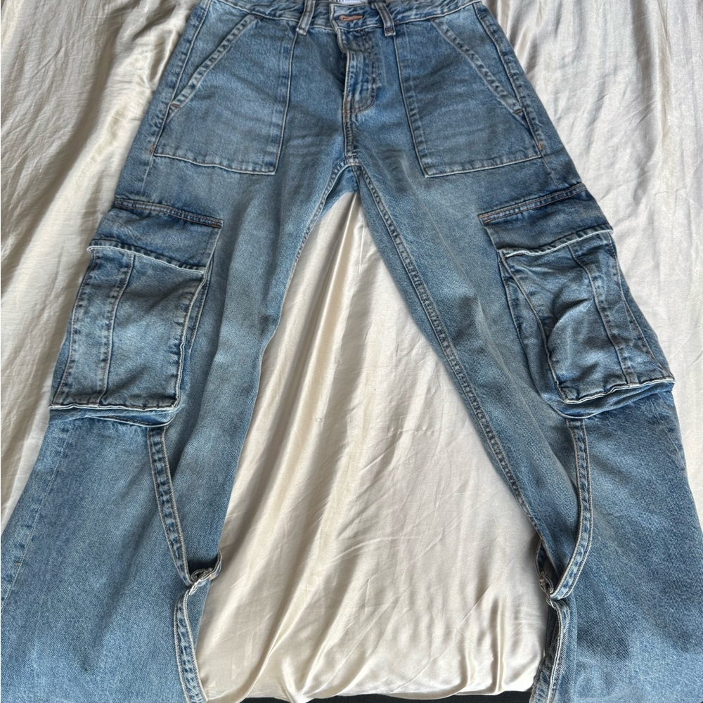 Zara Blue Cargo Jeans